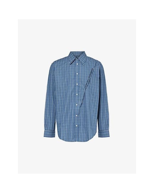 Y. Project Blue Evergreen Checked Organic-cotton Shirt for men