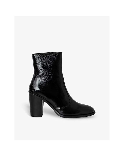 Zadig & Voltaire Black Preiser Wing-Embellished Heeled Leather Ankle Boots