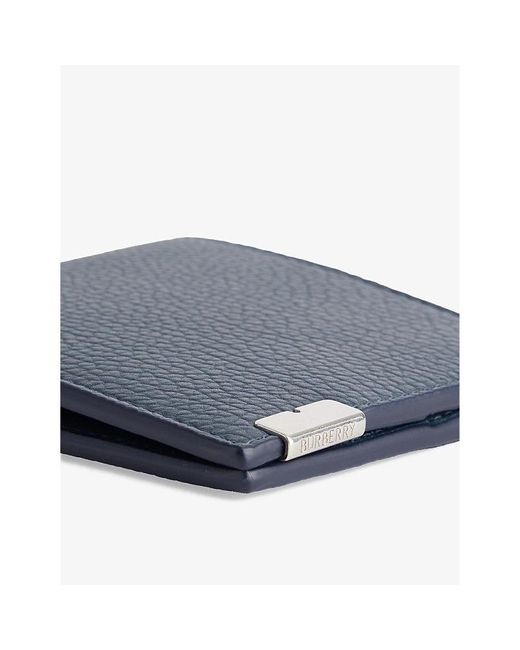 Burberry Blue B Cut Leather Bifold Wallet for men