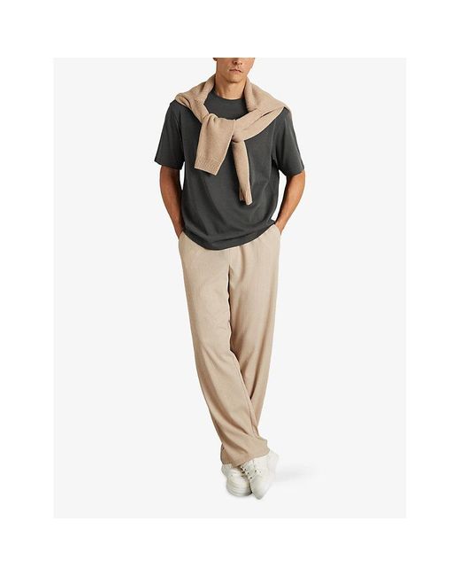 Reiss Black Tate Oversized-Fit Cotton-Jersey T-Shirt for men