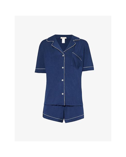 Eberjey Blue Gisele Relaxed-Fit Stretch-Woven Jersey Pyjama Set