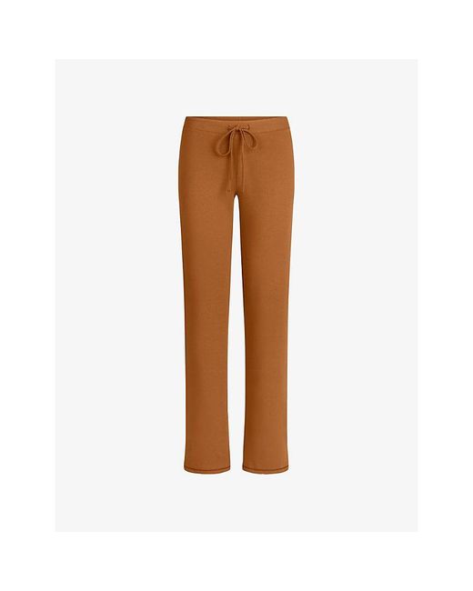 Skims Brown Straight-Leg Cotton-Jersey Trousers