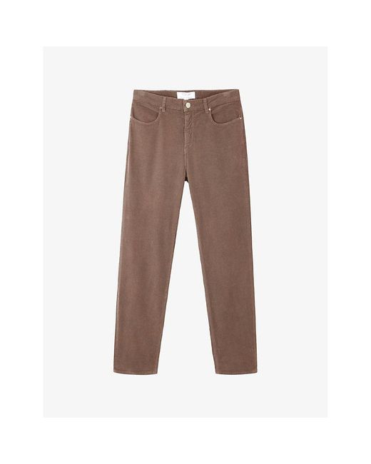 The White Company Brown Brompton Corduroy Straight-Leg Mid-Rise Stretch Organic-Cotton Jeans