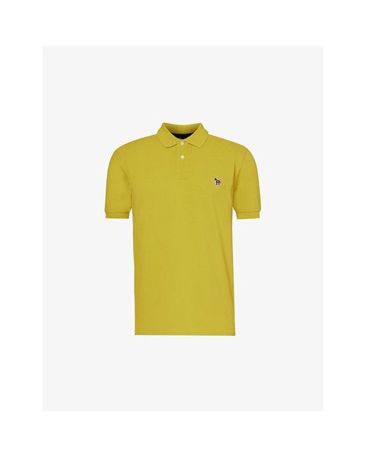 PS by Paul Smith Yellow Zebra-embroidered Cotton-piqué Polo Shirt for men