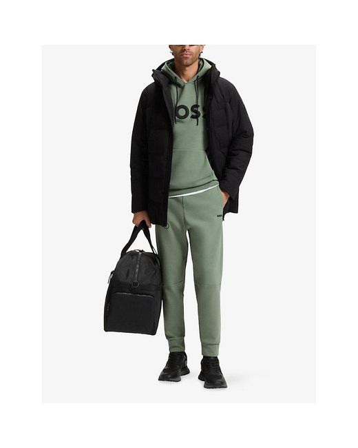 Boss Green Branded Drawstring-Waist Cotton-Blend Jogging Bottoms for men