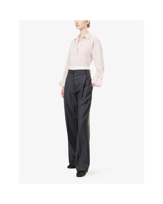 RÓHE Frames Gray Contrast Boxer Waistband Wool Trousers