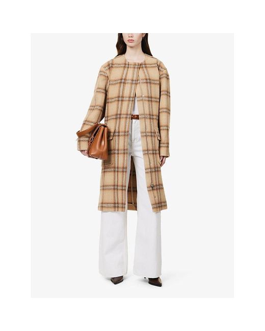 Isabel Marant Natural Emeline Check-print Wool-blend Coat