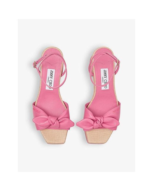 Jimmy Choo Pink Ricia 95 Leather Platform Sandals