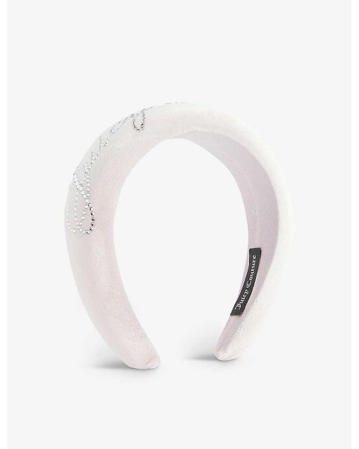 Juicy Couture White Padded Diamante-embellished Velvet Headband
