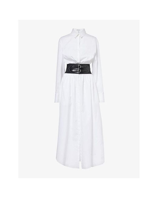 Alaïa White Belted Cotton Maxi Dress