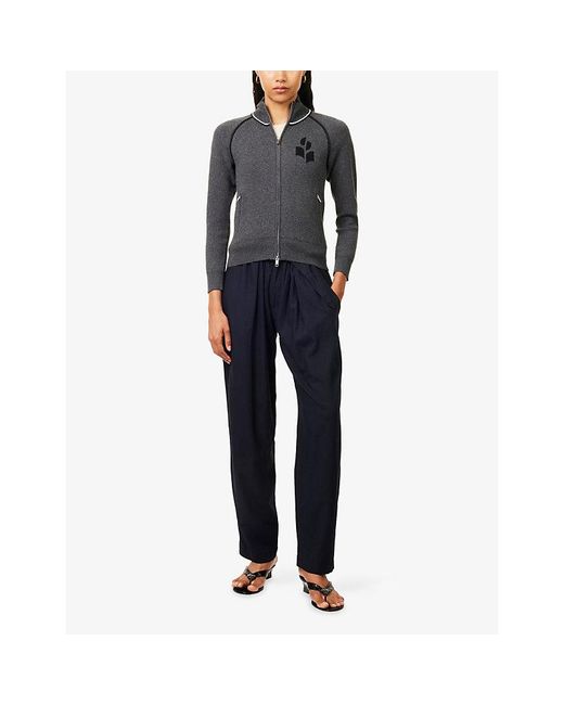Isabel Marant Black Lanya Intarsia-Logo Knit Cardigan