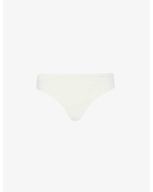 Calvin Klein Invisibles Branded-waistband Stretch-woven Thong in