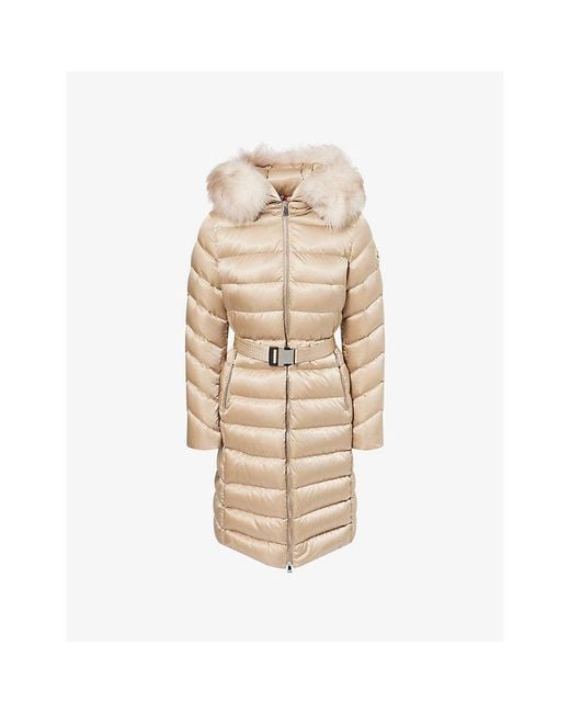 Moncler Natural Leersie Hooded Shell-Down Coat
