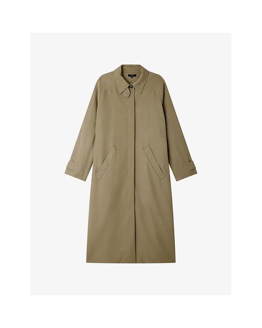 Soeur Green Fritz Relaxed-Fit Twill Trench Coat