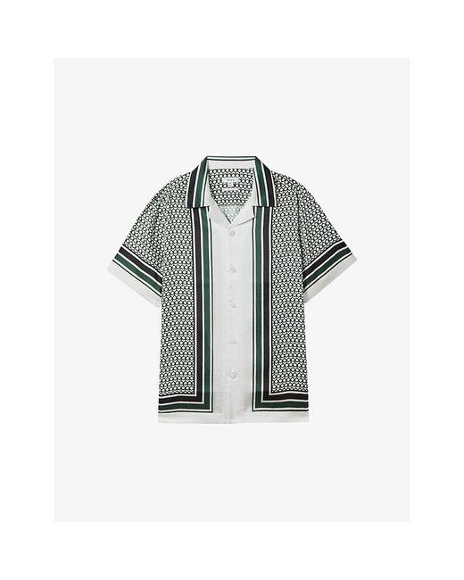 Reiss Gray Blair Geometric-print Woven Shirt for men