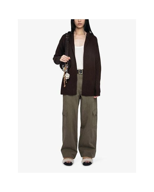 Zadig & Voltaire Black Cosya Hooded Wool And Cashmere Cardigan