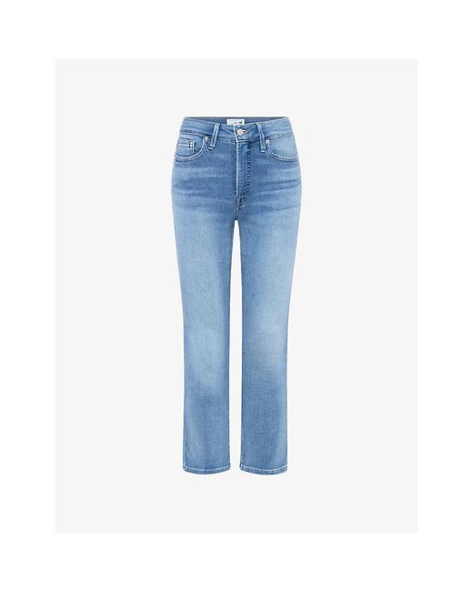 GOOD AMERICAN Blue Dolly's Joleans Straight-Leg Mid-Rise Stretch-Denim Jeans