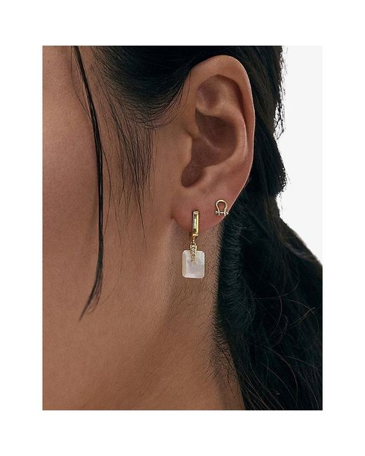 Astley Clarke Metallic Deco 18Ct Vermeil, Mother-Of-Pearl And Sapphire Drop Huggies