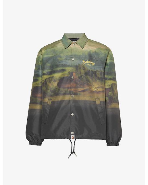 A Bathing Ape Green Mona Lisa Relaxed-fit Shell Jacket X for men