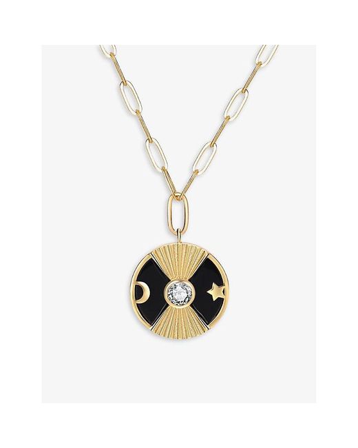Celeste Starre Metallic Moon And Me You Are My Luck Twinkle Heart 18ct -plated Brass And Zirconia Pendant Necklace