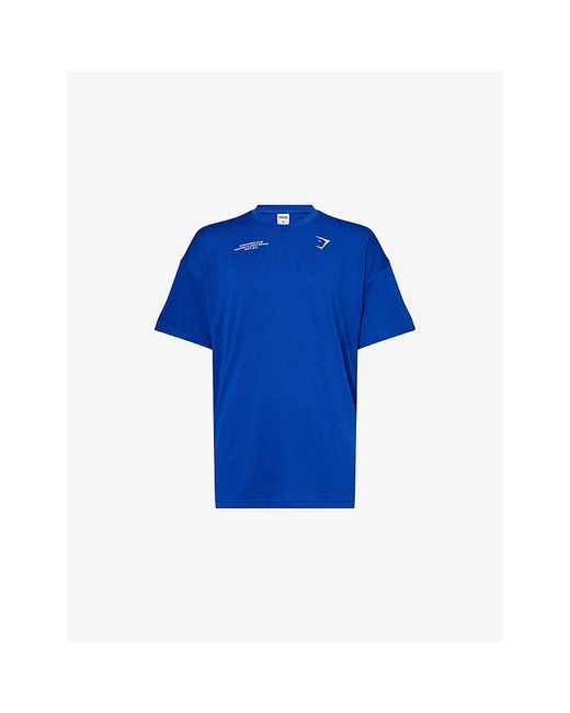 GYMSHARK Blue Condition Club Relaxed-Fit Woven T-Shirt for men