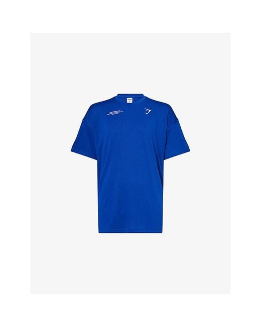 GYMSHARK Blue Condition Club Relaxed-Fit Woven T-Shirt for men