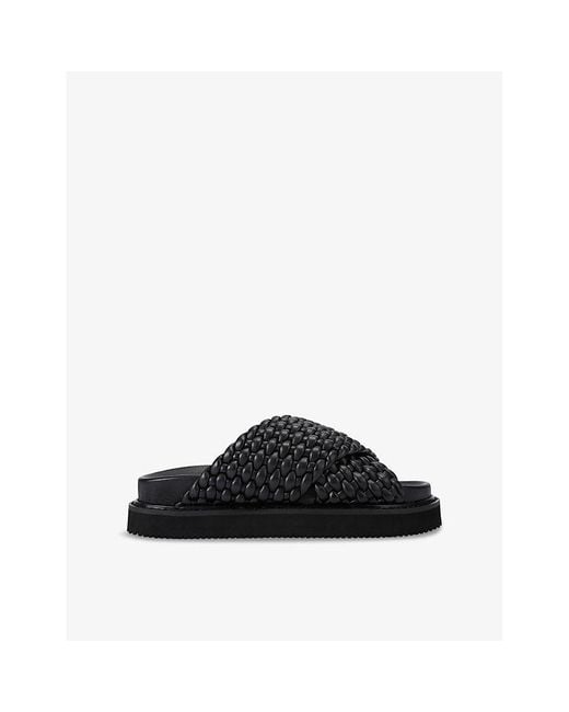 KG by Kurt Geiger Black Rosella Braided-Strap Faux Leather Sandals