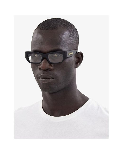 Gucci White gg1297o Rectangle-frame Acetate Eyeglasses
