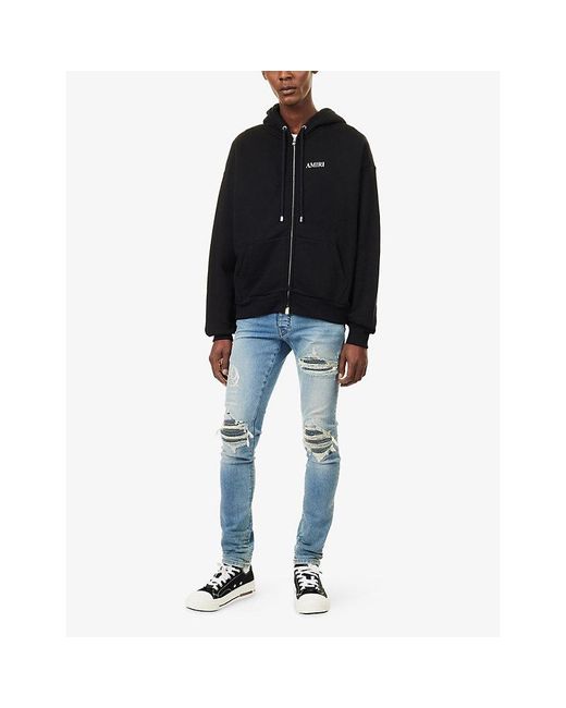 Amiri Black Relaxed-Fit Logo-Print Cotton Hoodie for men