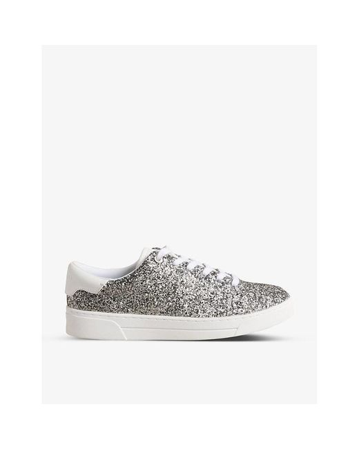 Ted Baker Gray Arglita Glitter-embellished Woven Low-top Trainers