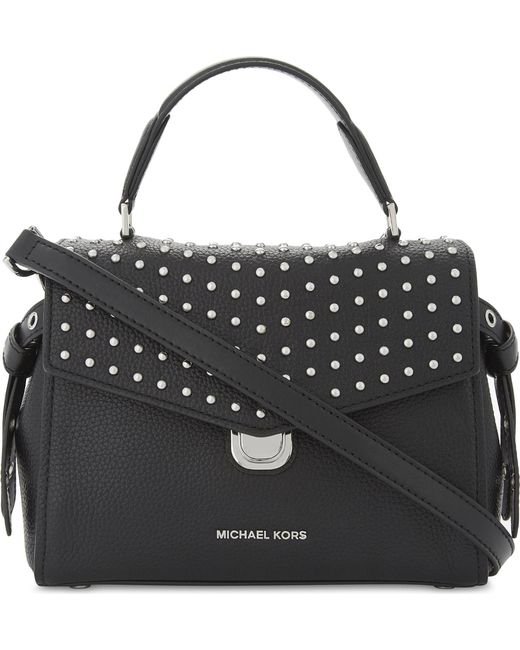 MICHAEL Michael Kors Black Bristol Studded Leather Satchel Bag