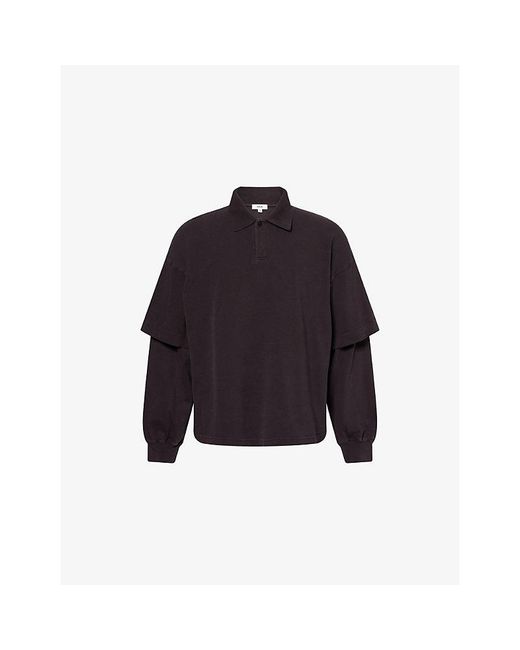 Agolde Blue Curren Double-Sleeve Cotton-Jersey Polo Shirt for men