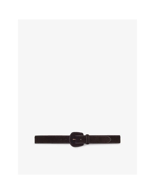 Maje Brown Contrast-Stitch Suede Belt