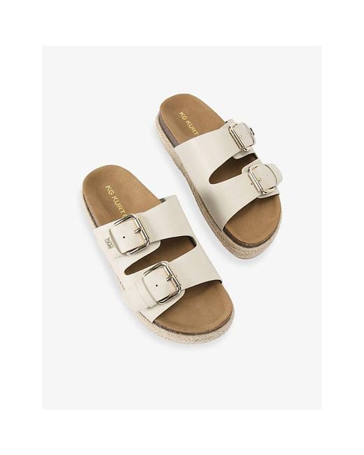KG by Kurt Geiger Natural Raquel Rope-Sole Faux-Leather Sandals