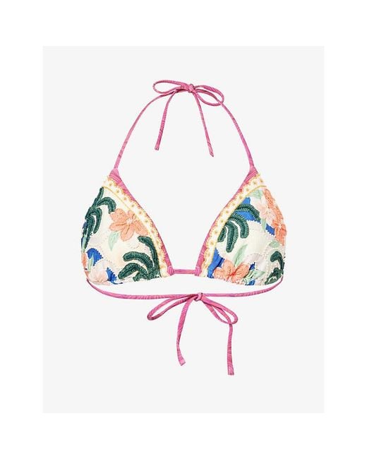 Agua Bendita Multicolor Lolita Thamar Beaded Bikini Top