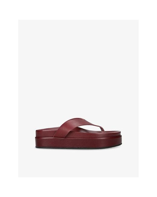 Ancient Greek Sandals Red Charys Flatform Leather Sandals