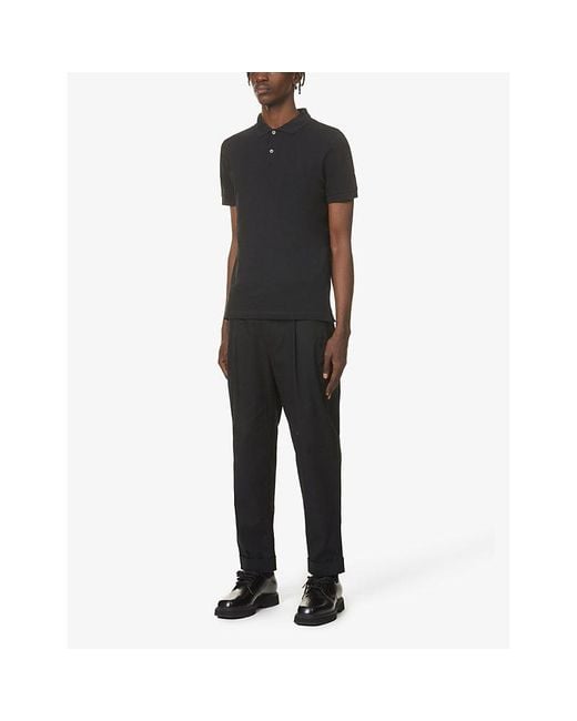 Sunspel Black Short-Sleeved Cotton- Piqué Polo Shirt for men