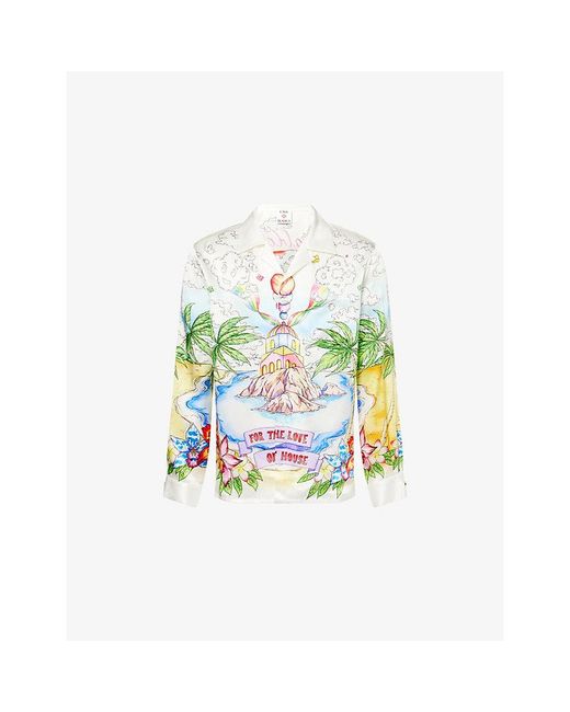 Casablanca White Better Days Long-Sleeve Silk T-Shirt for men