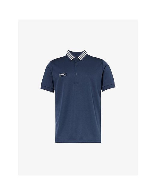 Adidas Originals Blue Spezial Brand-appliqué Recycled-polyester Polo Shirt for men