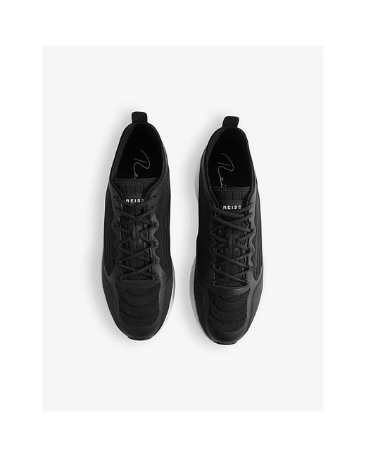 Reiss Black Adison Knitted Low-top Trainers for men