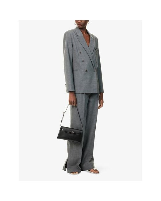 THE GARMENT Gray Grand Peak-Lapels Stretch-Woven Blazer