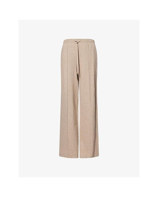Vince Natural Drawstring Wide-Leg Wool-Blend Trousers
