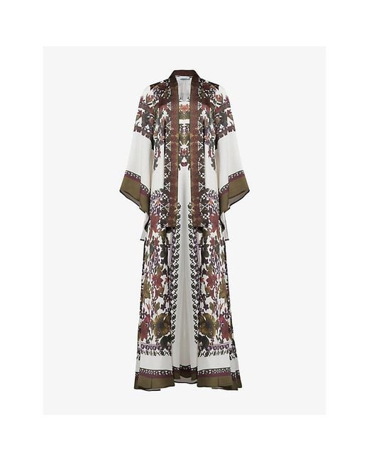 eem Multicolor Tie-Neck Floral-Print Woven Maxi Dress
