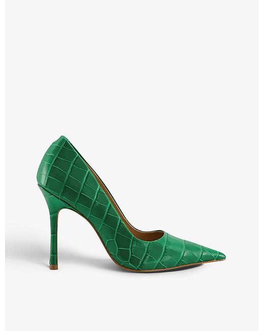 Dune Green Bento Crocodile-embossed Leather Courts
