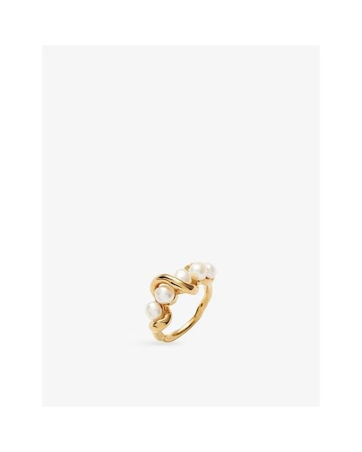 Missoma Metallic Molten Pearl Twisted 18Ct Vermeil Stacking Ring