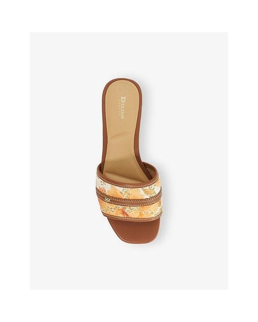 Dune Brown Leti Floral Raffia Slides