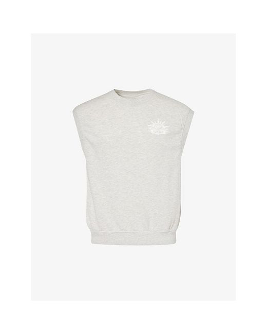 Replay White Logo-print Sleeveless Cotton-blend Sweatshirt for men