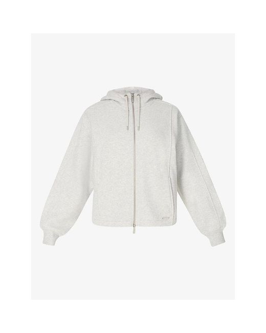 Sweaty Betty White Premium Brushed Zip-Through Cotton-Jersey Hoody
