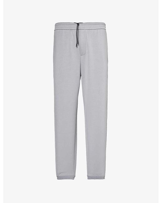 Emporio Armani Gray Logo-patch Relaxed-fit Stretch-woven Blend jogging Bottoms X for men