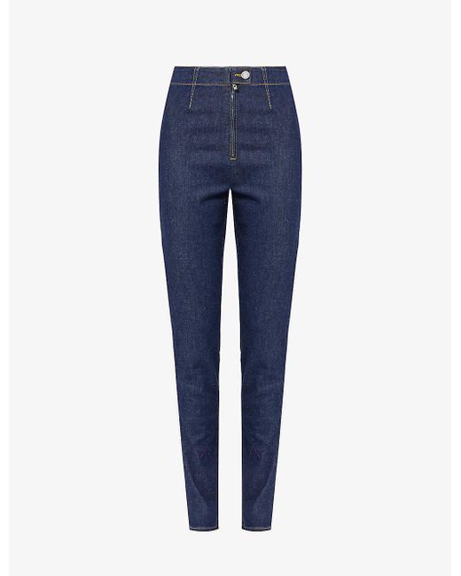 Alaïa Blue Slim-leg Mid-rise Stretch-denim Jeans